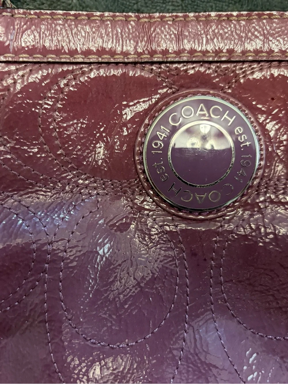 Coach Patent Leather Tote in Plum